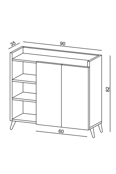Fly Mobilya Alary Çok Amaçlı Dolap Beyaz & Meşe Raflı Çok Amaçlı Mutfak Dolabı Modern Kiler Dolabı - 8