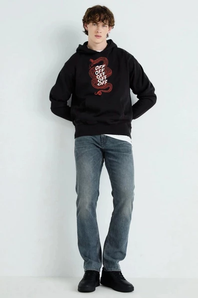 Baskılı Kapşonlu Sweatshirt fm1.11SÖ