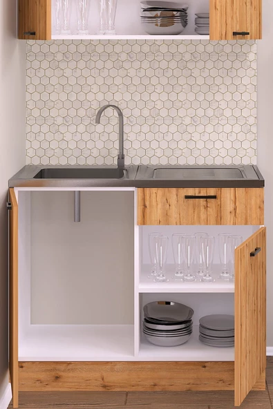 Fly Mobilya Felix 100 Cm Detroit Mutfak Evyeli Alt Modül ,mini Hazır Mutfak Dolabı Alt Modülü - 2