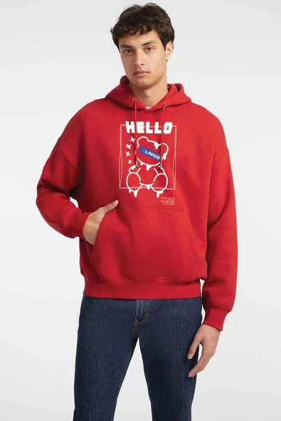 Baskılı Kapşonlu 3 İplik Sweatshirt fm1.114KÖ