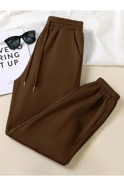 3 İplik Oversize Kahverengi eşofman altı - 3