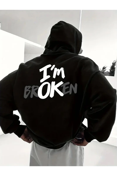 Broken Baskılı Unisex Oversize Sweatshirt ürün görseli