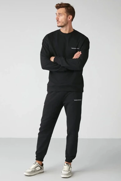 Oversize Unisex Siyah Eşofman Takımı - 4