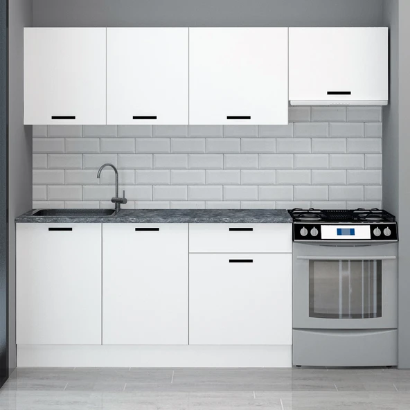 Fly Mobilya 220 cm Göcek Beyaz Melamin Mutfak Dolabı - Resim 3