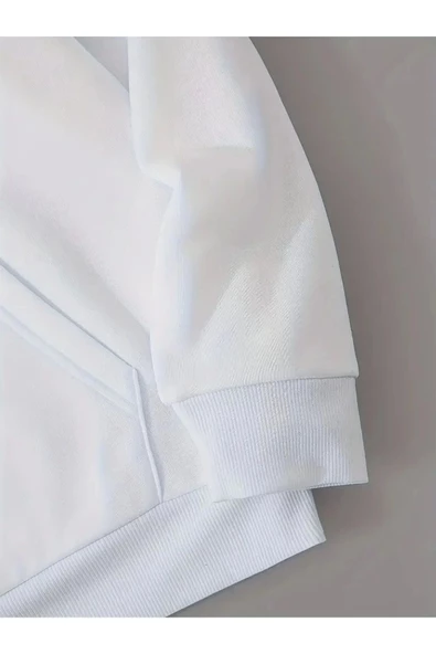 Baskılı Unisex Oversize Kapüşonlu Sweatshirt - Resim 5