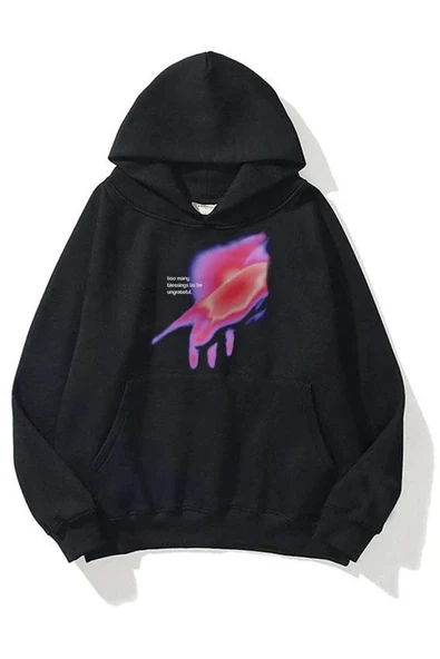 Siyah Unisex Ungrateful Kapüşonlu Sweatshirt ürün görseli