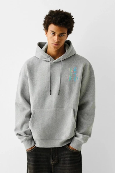 Baskılı Kapşonlu 3 İplik Sweatshirt fm1.112GÖ