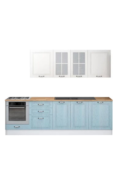 Fly Mobilya 270 Cm Pastel Tezgahlı Ankastre Modüllü Mdf Kapaklı Hazır Mutfak Dolabı (TEZGAH DAHİL) - 4