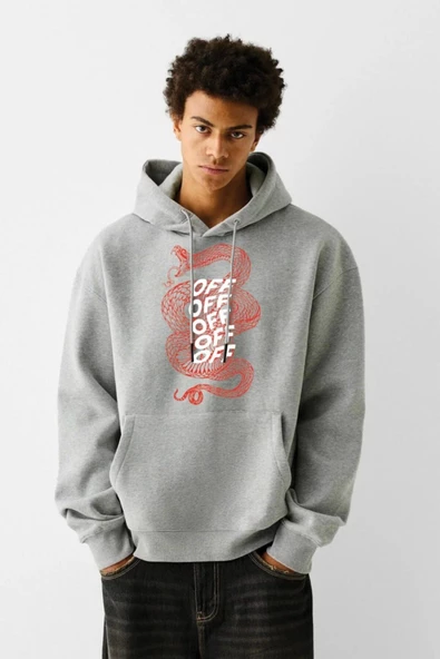 Baskılı Kapşonlu Sweatshirt fm1.11GÖ ürün görseli