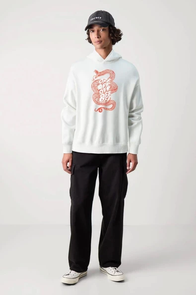 Baskılı Kapşonlu Sweatshirt fm1.11BÖ