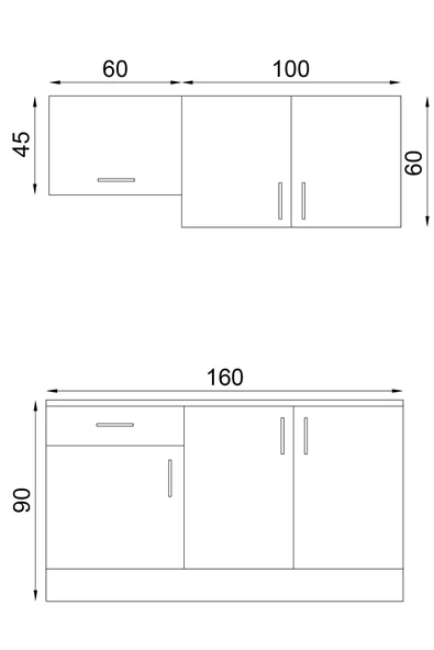 Fly Mobilya 160 Cm Tezgahlı Hazır Mutfak Dolabı( Tezgah Dahildir) - 6