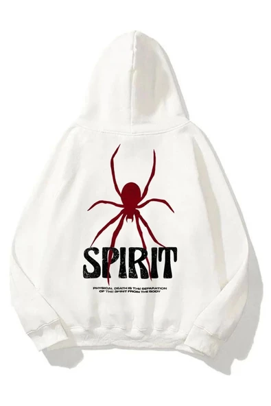 Beyaz Unisex Spirit Kapüşonlu Sweatshirt ürün görseli