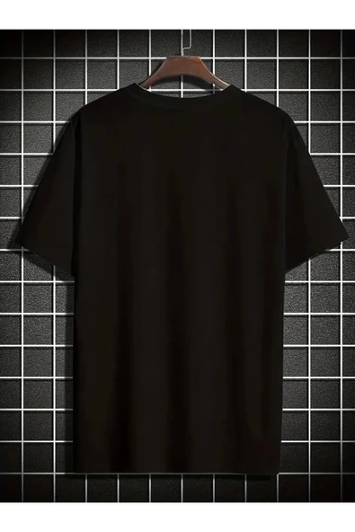 Siyah Oversize Düz T-Shirt - 5