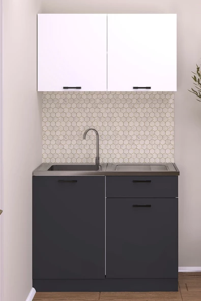 Fly Mobilya 100 CM EMİLY MUTFAK ÜST MODÜL ANTRASİT - 4