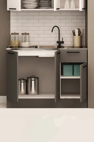 Fly Mobilya 120 Cm Dani Evyeli Mini Mutfak Alt Mutfak Dolabi - 3