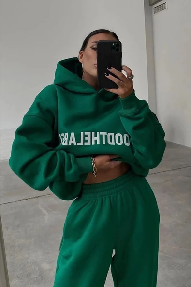 Unisex Oversize Kapüşonlu Eşofman Takımı ( Sweatshirt + Eşofman ) - 5