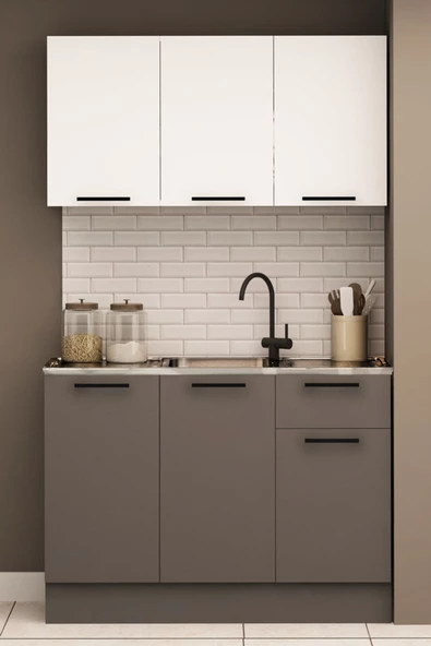 Fly Mobilya 120 Cm Dani Evyeli Mini Hazır Mutfak Dolabı - 2