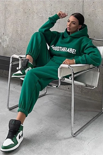 Unisex Oversize Kapüşonlu Eşofman Takımı ( Sweatshirt + Eşofman ) - 2