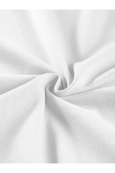 Beyaz Oversize Düz T-shirt - 6