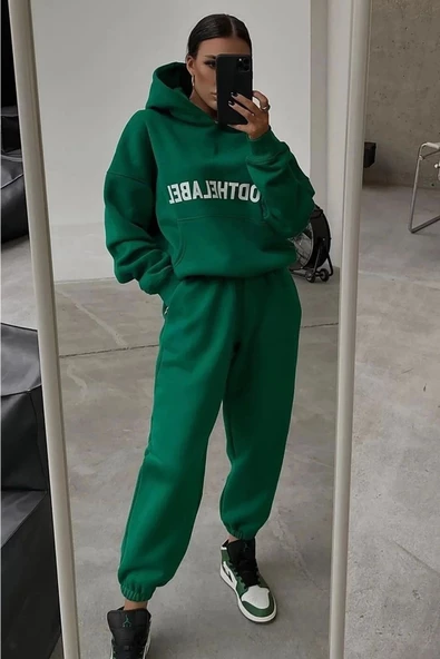 Unisex Oversize Kapüşonlu Eşofman Takımı ( Sweatshirt + Eşofman )