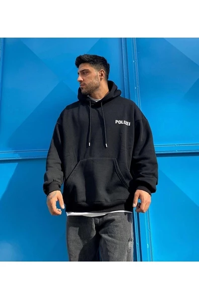 Erkek Siyah Polızeı Sweatshirt