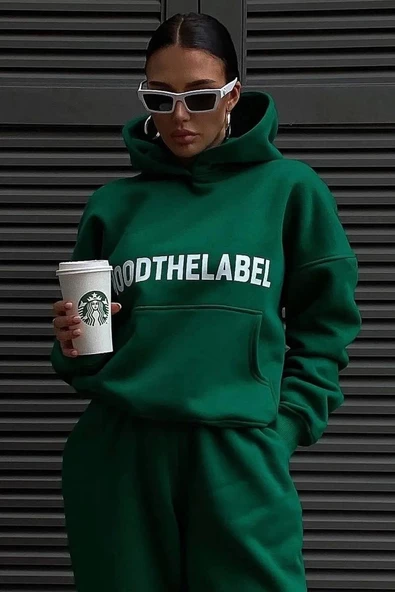 Unisex Oversize Kapüşonlu Eşofman Takımı ( Sweatshirt + Eşofman ) - 3