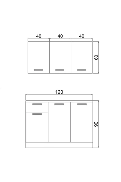 Fly Mobilya 120 Cm Dani Evyeli Mini Hazır Mutfak Dolabı - 3