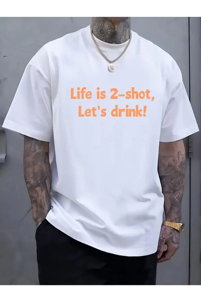 Lifeis2shot baskılı ünisex oversize t-shirt