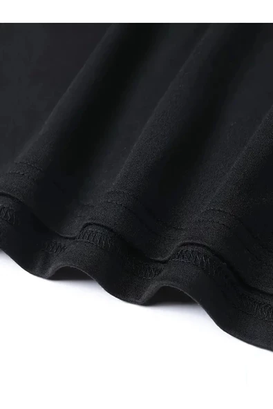 Siyah Oversize Düz T-Shirt - 3