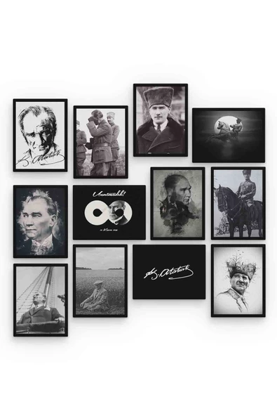 Mustafa Kemal Atatürk 12 Parça Mdf (ahşap) Tablo Ofis Boyu - 2