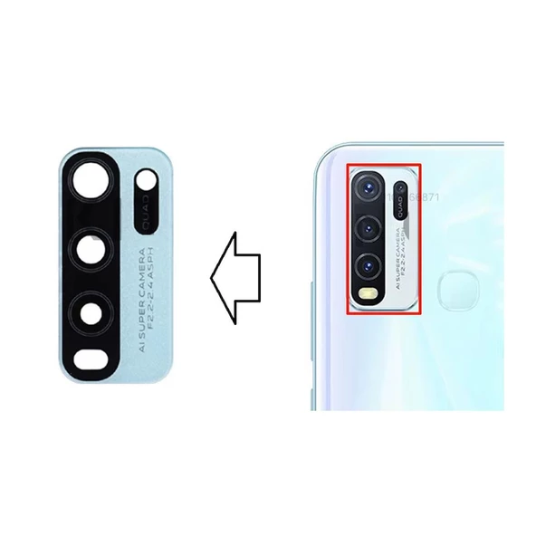 Vivo Y30 2020 İle Uyumlu Kamera Camı Mavi ürün görseli 1