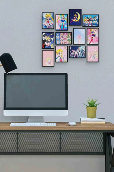 Sailor Moon 12 Parça Mdf (ahşap) Tablo Ofis Boyu