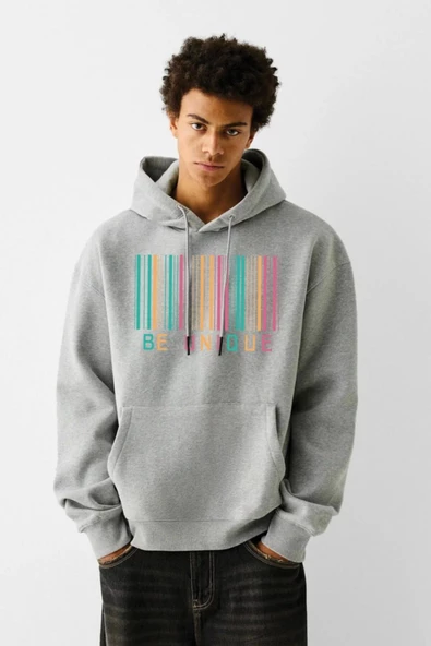 Baskılı Kapşonlu 3 İplik Sweatshirt fm1.115GÖ ürün görseli