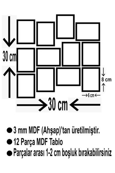 Ünlüler 12 Parça Mdf (ahşap) Tablo Ofis Boyu - Resim 3