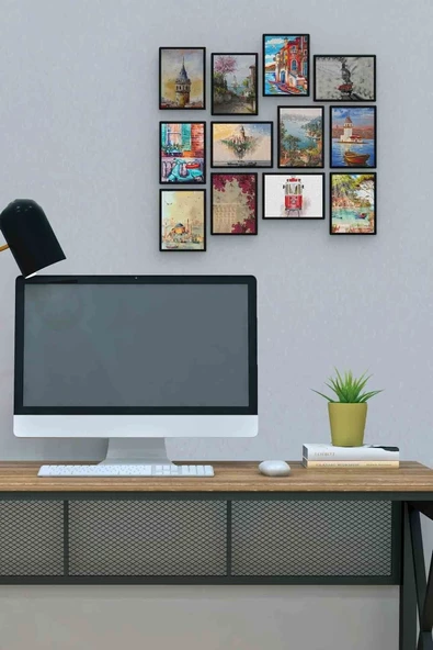 Çizim Manzara 12 Parça Mdf (ahşap) Tablo Ofis Boyu