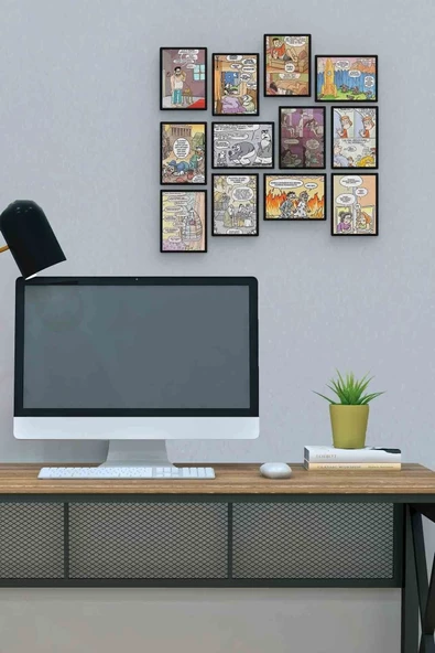 Karikatür 12 Parça Mdf (ahşap) Tablo Ofis Boyu
