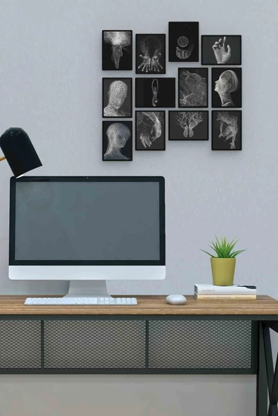 Siyah Beyaz 12 Parça Mdf (ahşap) Tablo Ofis Boyu