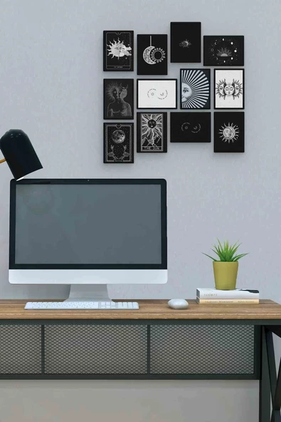 Moon And Sun 12 Parça Mdf (ahşap) Tablo Ofis Boyu