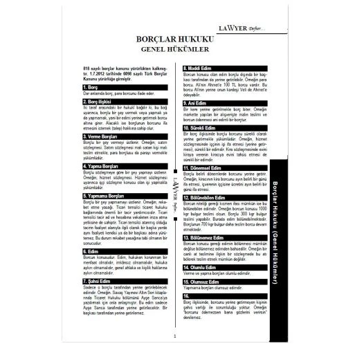 Lawyer Defter - Borçlar Hukuku (G.H.) Notlu Öğrenci Defteri - 2