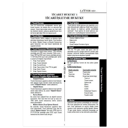Lawyer Defter - Ticaret Hukuku Ticari İşletme Notlu Öğrenci Defteri - 2
