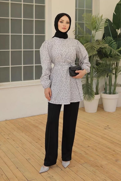 Desenli Tunik Gri - 20275.1778. - 5