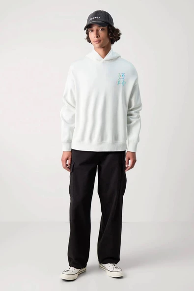 Baskılı Kapşonlu 3 İplik Sweatshirt fm1.112BÖ