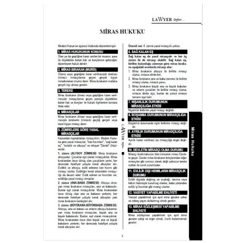 Lawyer Defter - Miras Hukuku Notlu Öğrenci Defteri - 2