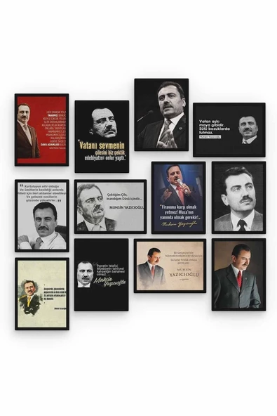 Muhsin Yazıcıoğlu 12 Parça Ahşap Mdf Tablo Zlltb287 - 2
