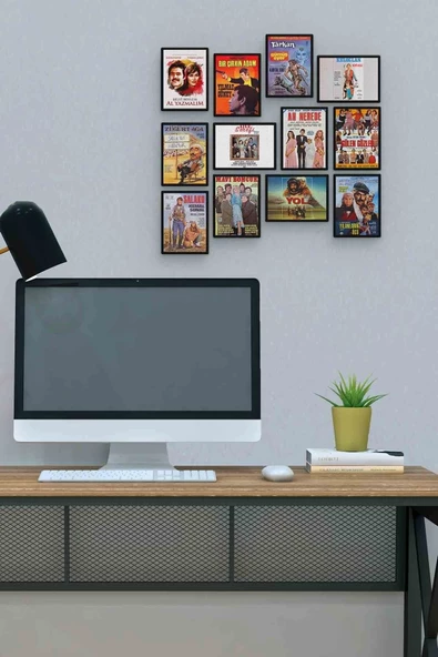 Yeşilçam Filmleri 12 Parça Mdf (ahşap) Tablo Ofis Boyu