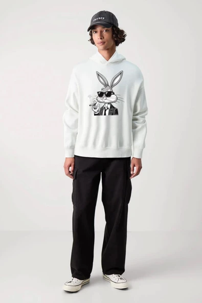 BASKILI KAPŞONLU SWEATSHİRT fm1.123BÖ ürün görseli