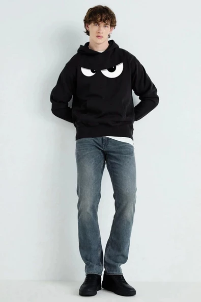 BASKILI KAPŞONLU SWEATSHİRT fm1.125SÖ ürün görseli