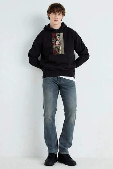 BASKILI KAPŞONLU SWEATSHİRT fm1.120SÖ