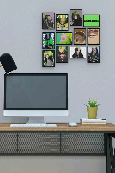 Billie Eilish 12 Parça Mdf (ahşap) Tablo Ofis Boyu