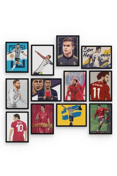 Ünlü Futbolcular 12 Parça Mdf (ahşap) Tablo Ofis Boyu - 2